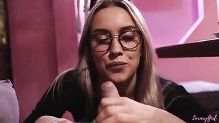 Two cute girls made a hot blowjob to their friends in the restaurant