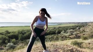 A girl is being fucked right in the middle of training