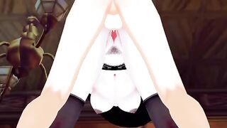 Lady Dimitrescu gets her pussy railed in doggy style in a hot anime scene