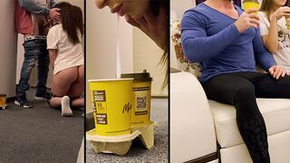 The delivery guy came and the wife got his cock in her mouth