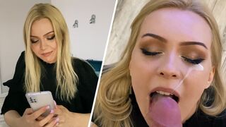 A beautiful neighbor came to visit and received a blowjob