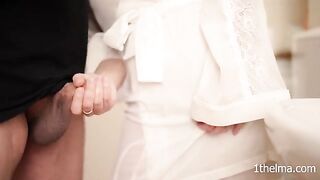 I caught my husband wanking in the bathroom and I helped him finish with my hand