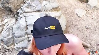A girl is fucking in nature and sucks cock passionately