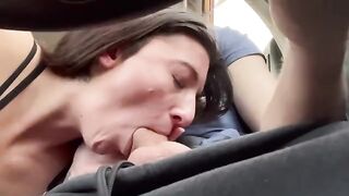 Real couple on a road trip with a blowjob scene you'll love