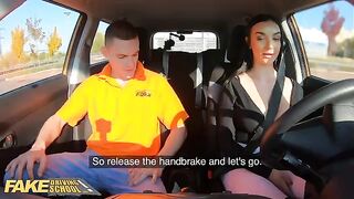 A hot student got fucked by her fake driving school teacher in the car