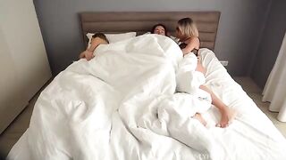 Girl seduced by her stepmom and her BF in a hot threesome