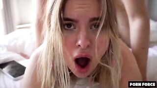 A cute teen gets her brains fucked out by a dickhead