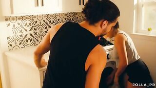 The husband helped with the laundry and got a reward for it in kind
