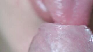 The girl couldn't swallow the guy's penis and she spat out all the cum