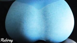 A man fucked her pussy in doggy style before cumming in her ripped yoga pants