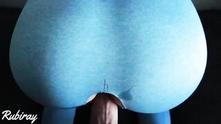 A man fucked her pussy in doggy style before cumming in her ripped yoga pants