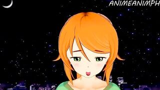 Minecraft Alex gets fucked and her cum is sucked by an anime dick