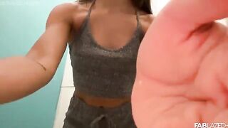 A sexy girl shows her body in a secluded place to avoid crowds
