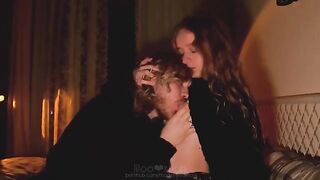 The girl was shocked but then she enjoyed the sensation of horror mixed with delight