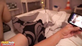 A thick girl has sex with her stepbrother in the bedroom