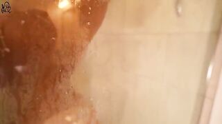 Young cute chick has fun with a big dildo in the shower