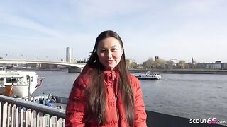 First rimjob and porn for Asia College Girl Luna I, picked up and rough fucked