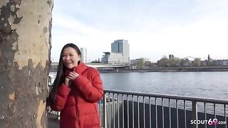 First rimjob and porn for Asia College Girl Luna I, picked up and rough fucked