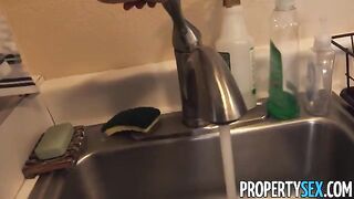 The landlord fucked the sexy girl in his apartment