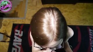 The perverted student got her glasses full of cum