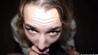 Petite girl Mona Blue gets her throat full of cum
