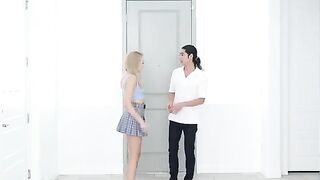 Skinny blonde Madison Summers has romantic sex in the kitchen, captured in stunning HD