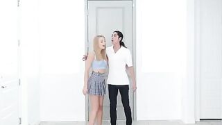 Skinny blonde Madison Summers has romantic sex in the kitchen, captured in stunning HD