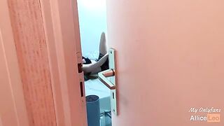 I spy on my stepsister as she rubs herself and I offer her my dick, she accepts!