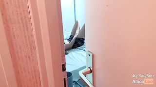 I spy on my stepsister as she rubs herself and I offer her my dick, she accepts!