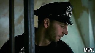 Hardcore FFM threesome with Rosella Visconti and Chief of Staff in police station