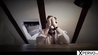 Two insatiable step sisters sharing a sex slave in a thrilling scene