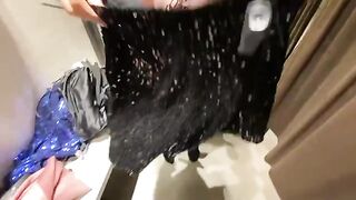 A girl chose new underwear and got sperm on her tits in the fitting room