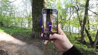 Girl sucks a dick in the public place outdoors