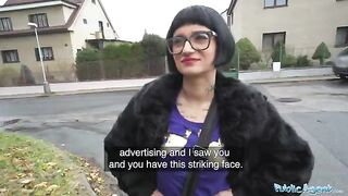 French beauty Candy Scott gets her pussy filled with cash by Public Agent