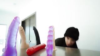 I fucked in my ass and pussy with neighbor's dildo until I squirted