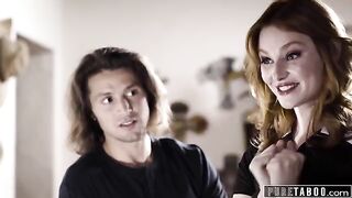 A red-haired widow Lacy Lennon seduces her husband’s manipulator in a taboo scene