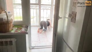 My stepmom was stuck on the balcony, so I took advantage 