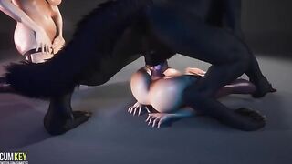 The luscious girls are being fucked by a werewolf