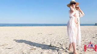 A couple has sex on a public beach for the first time