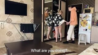 A pretty woman didn’t wear panties and seduced a young guy