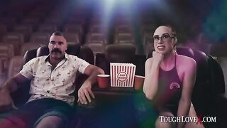 The girl is alone in the theater with a guy