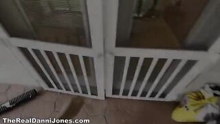 Cheating wife entertains her husband's friend in the kitchen while he's at work