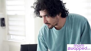 Hot mom Caitlin Bell seduced a young guy and got her pussy railed hard