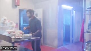 The baker competes with the sexy Alyx Star, showcasing intense passion