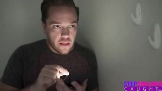 Girl is jerking off with her stepbrother when her parents come home