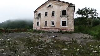 An exhibitionist girl walks through abandoned buildings in a steamy POV scene