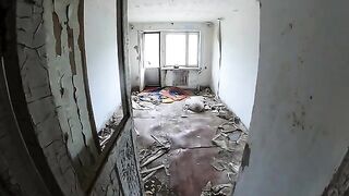 An exhibitionist girl walks through abandoned buildings in a steamy POV scene
