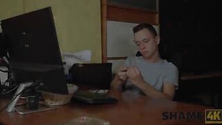 A mature woman bought a dildo in the shop and fucked with a neighbor