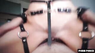 The petite girl is used for sex games by a dominant man