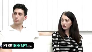 A doctor with a beautiful MILF body helps pervert stepsiblings to fuck